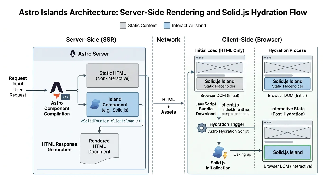 Astro Islands Architecture와 Solid.js 하이드레이션 플로우