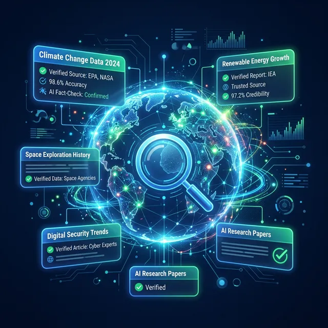 AI 웹 검색 정확도 향상을 보여주는 미래지향적 글로브 일러스트