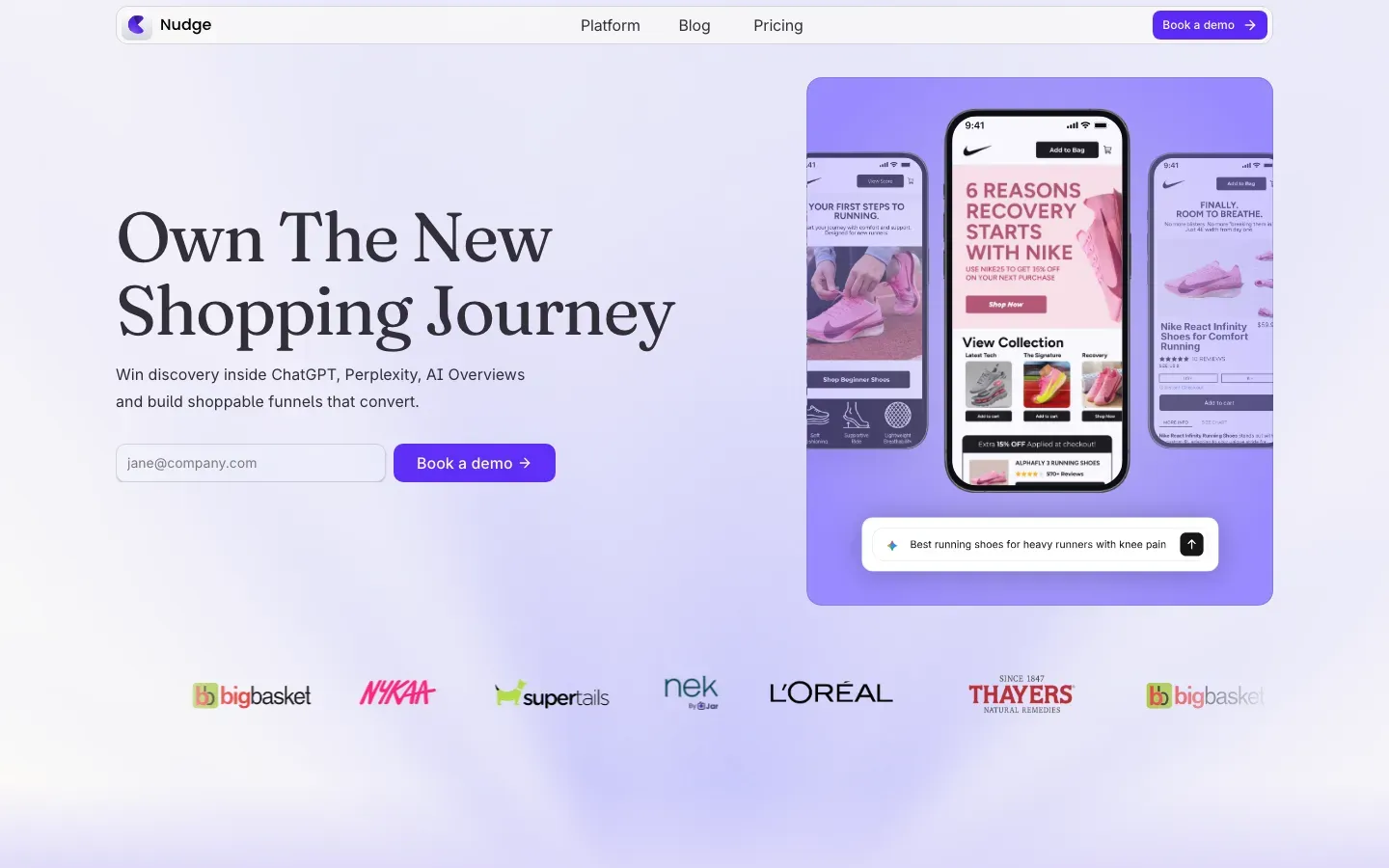 Nudge 메인 페이지 데스크톱 뷰