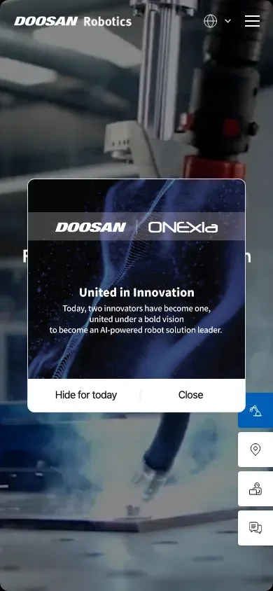 두산로보틱스 모바일 뷰어 반응형 레이아웃 캡처 화면